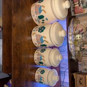 Ceramic Canister Set with Village Design